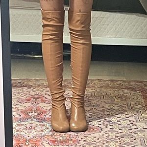 pleather thigh high boots